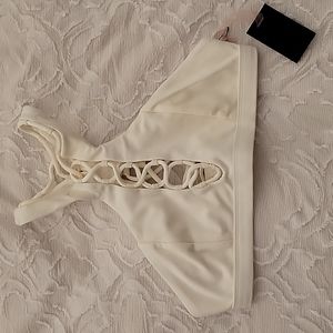 NWT Nastygal white halterneck bralette size XS